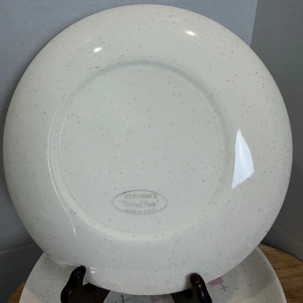 Vernonware Tickled Pink Salad Plates Set of 8 Mid Century Modern Atomic 7.5